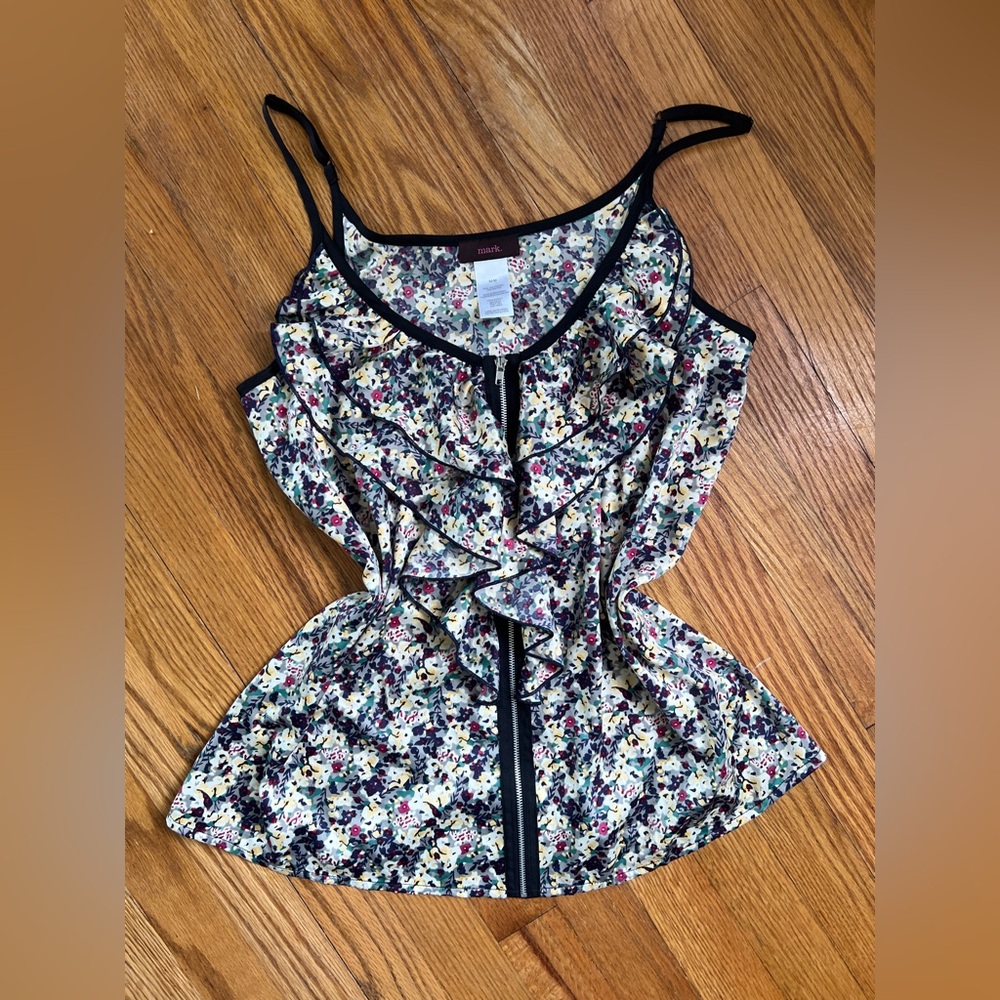 90s satin floral tank top